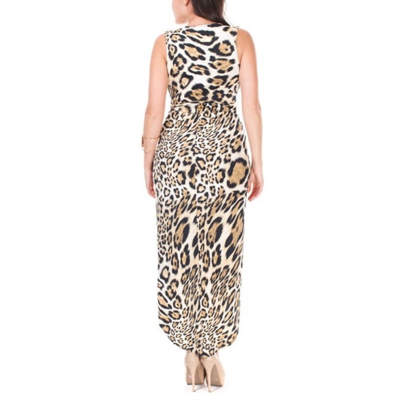 EASTER SALE Leopard Tulip Wrap Hi Low Maxi Dress - Picture 5 of 6